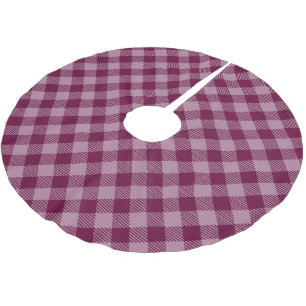Shabby Chlc Deep Pink Gingham Christmas Tree Base Brushed Polyester Tree Skirt