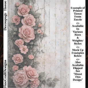 Shabby Climbing Pale Pink Roses FD9L Decoupage Tissue Paper