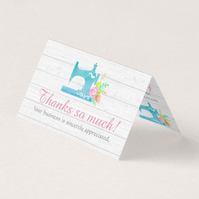 Shabby Cottage Chic Sewing Rustic Wood Thank You (Front)