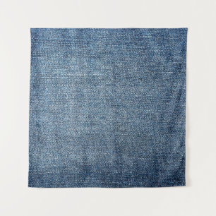 Shabby denim texture for background. Blue jeans Tapestry