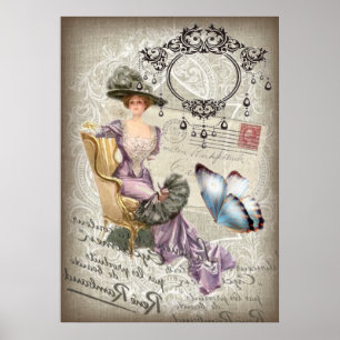 shabby elegance chandelier Vintage victorian Poster