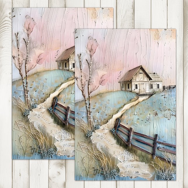 SHABBY FARMHOUSE IN PASTELS DECOUPAGE TISSUE PAPER (SHABBY FARMHOUSE IN PASTELS DECOUPAGE TISSUE PAPER)