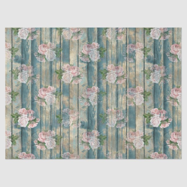 Shabby Floral Aqua Series Design 6 Tissue Paper (Front)
