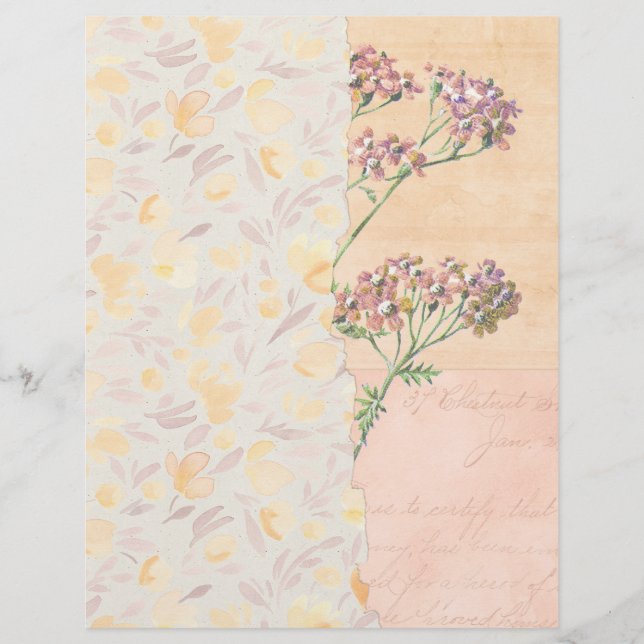 Shabby Floral Collage Scrapbook Paper (Front)