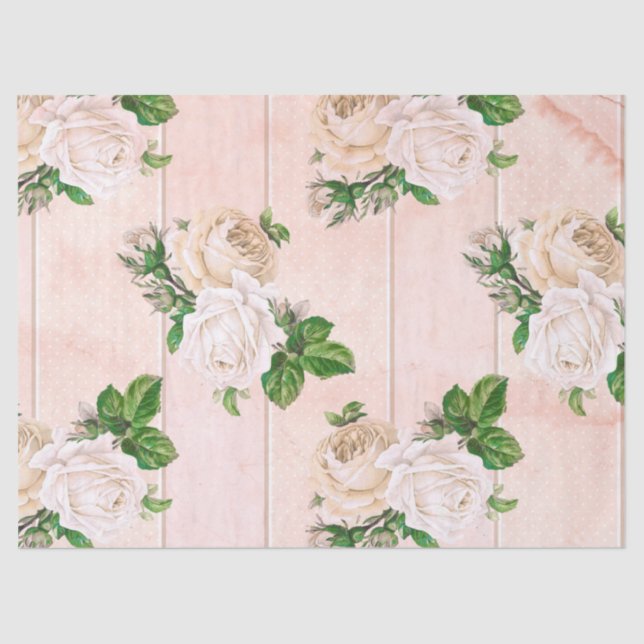 Shabby Floral Peach Series Design 8 Tissue Paper (Front)