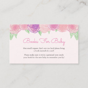 Shabby Floral Rose Baby Shower Book Request Enclosure Card