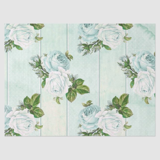 Shabby Floral Turquoise Series Design 11 Tissue Paper (Front)