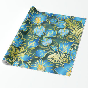 Shabby Flowers blue Wrapping Paper