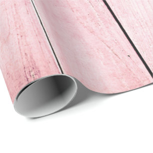 Shabby Grain Rustic Pastel Rose Peony Pink Wood Wrapping Paper