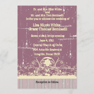 Shabby Lilac Lace Wedding Invitation
