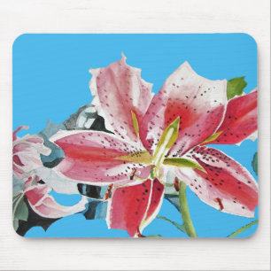 Shabby Lily Lillies Art Computer Mouse Mat Pad
