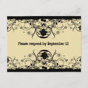 Shabby Old West rsvp postcard, gold tint Invitation Postcard