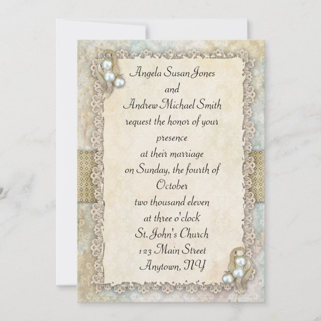 Shabby Pearls Invitation (Front)