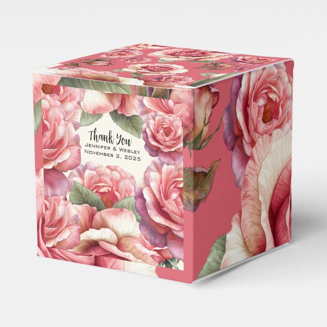 Shabby Pink Rose Favour Box (Front Side)