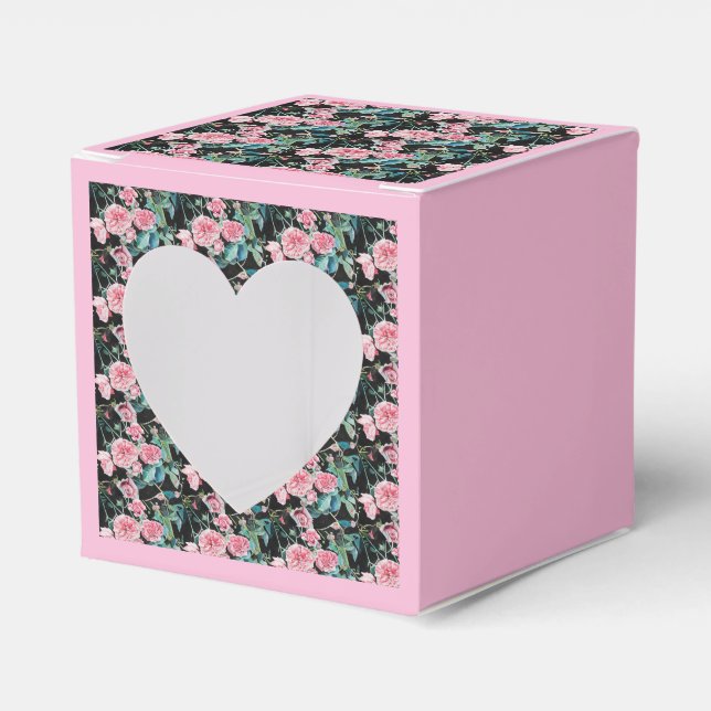 Shabby Pink Rose Floral Tea Party Cake Favour Box (Front Side)