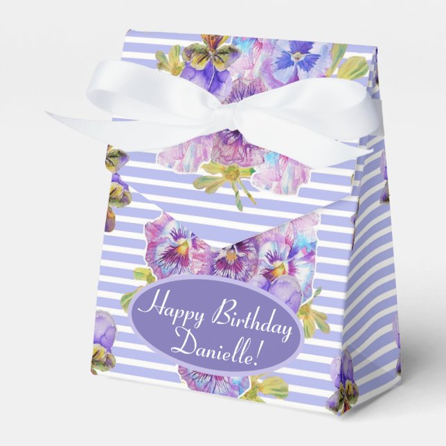 Shabby Pink Rose Floral Tea Party Cake Favour Box (Front Side)