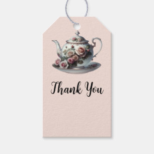 Shabby Pink Rose Vines Floral Bridal Tea Shower Gift Tags