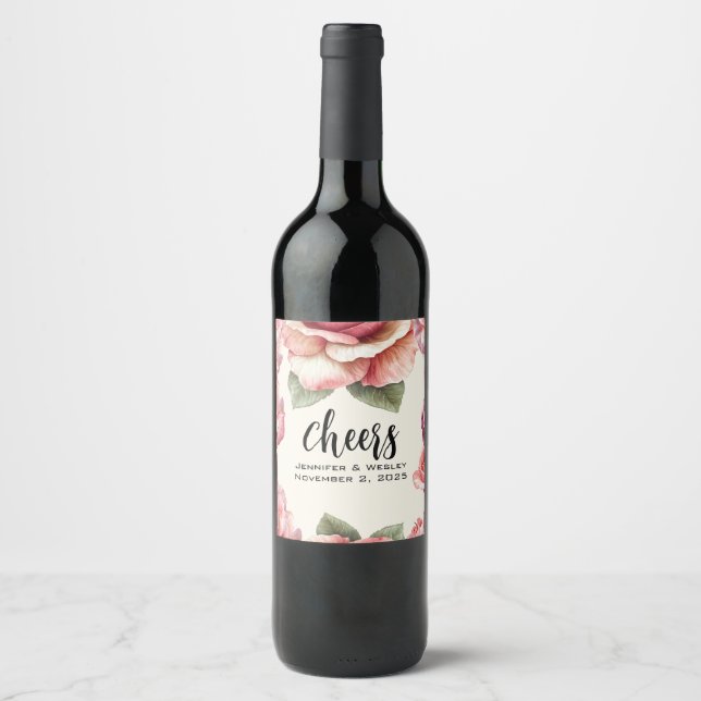 Shabby Pink Rose Wine Label (Front)