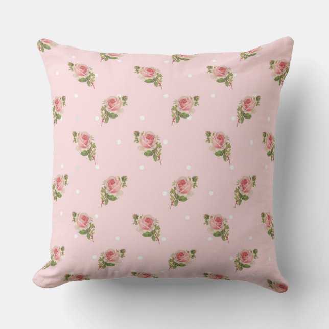 Shabby pink roses cushion (Front)