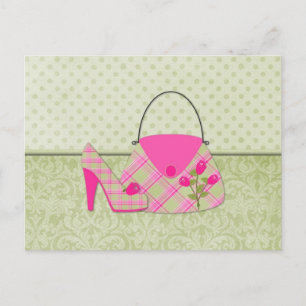 Shabby Pink Roses Purse and Shoe (2) Postcard