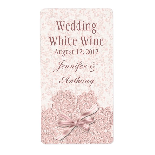 Shabby Pink Victorian Wedding Mini Wine (Front)