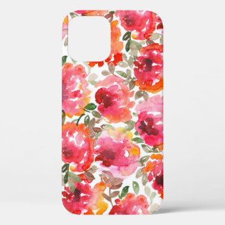 Shabby red roses, seamless pattern. iPhone 12 case