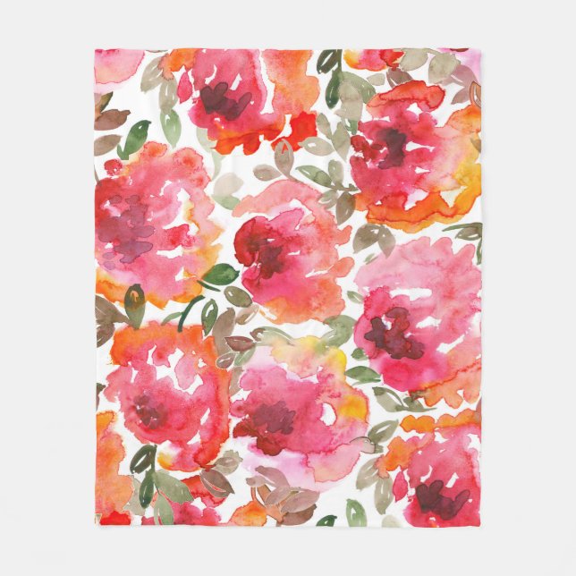 Shabby red roses, seamless pattern. fleece blanket (Front)
