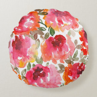 Shabby red roses, seamless pattern. round cushion