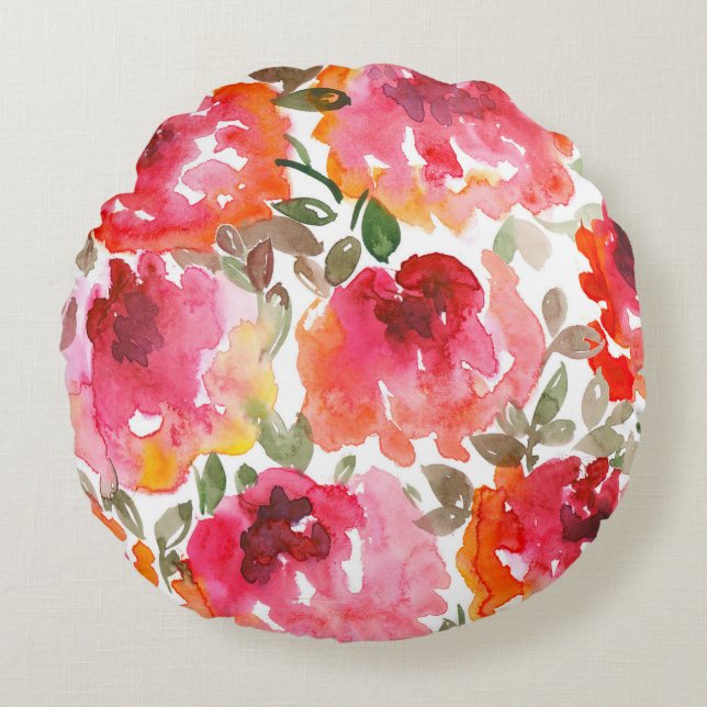 Shabby red roses, seamless pattern. round cushion (Front)