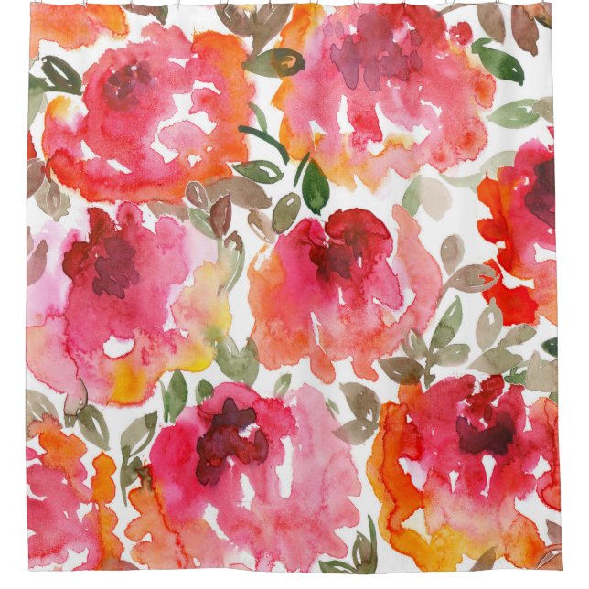Shabby red roses, seamless pattern. shower curtain (Front)