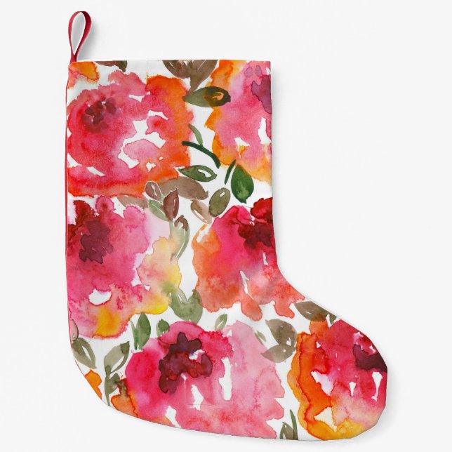 Shabby red roses, seamless pattern. small christmas stocking (Front)