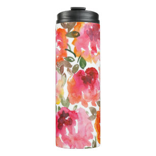 Shabby red roses, seamless pattern. thermal tumbler