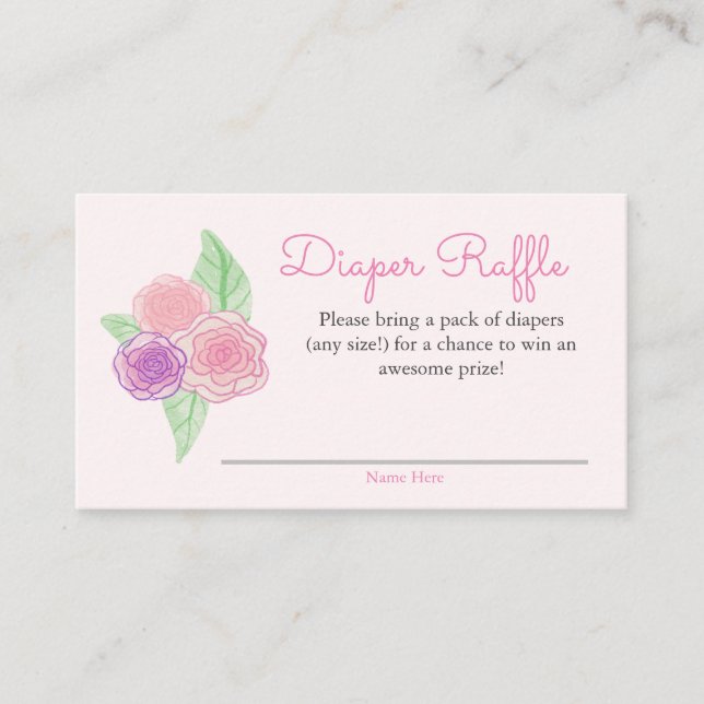 Shabby Rose Baby Shower Diaper Raffle Enclosure Card (Front)