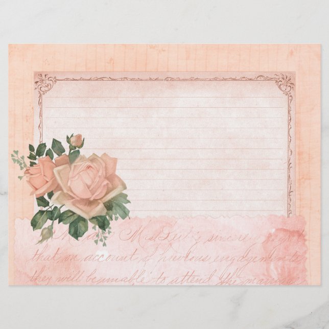 Shabby Rose Collage Scrapbook Paper (Front)