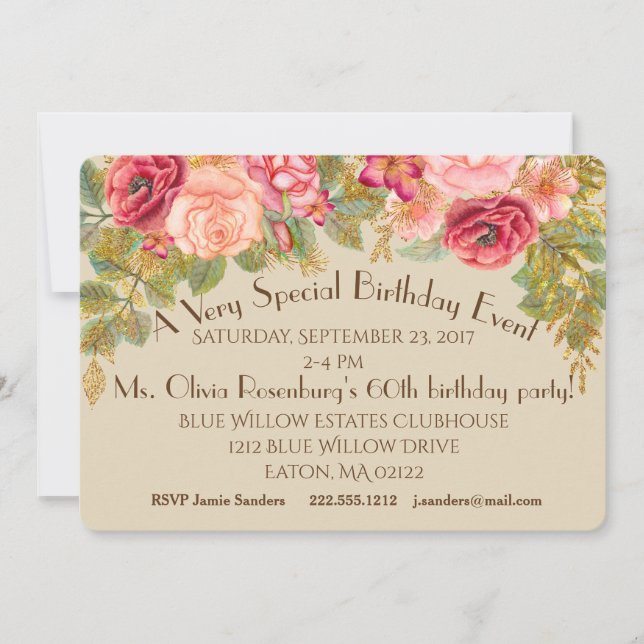 Shabby Roses Fancy Event Invitations (Front)