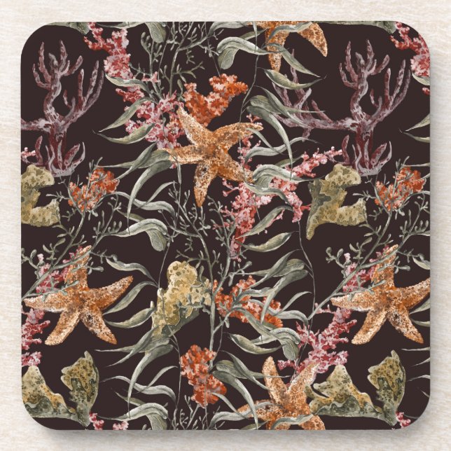 Shabby Sea Life Pattern Coaster (Front)