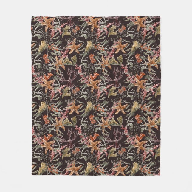 Shabby Sea Life Pattern Fleece Blanket (Front)