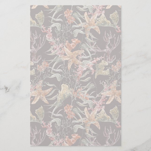 Shabby Sea Life Pattern Stationery (Front)