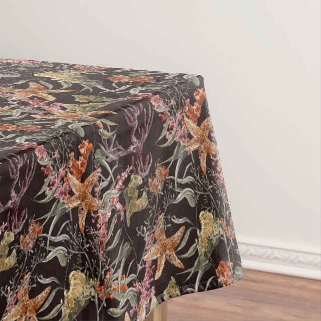 Shabby Sea Life Pattern Tablecloth (In Situ)