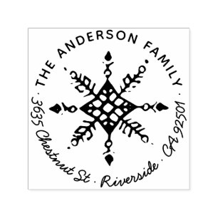 Shabby Snowflake Christmas Winter Holiday Address Self-inking Stamp