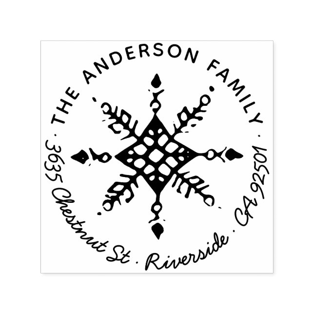 Shabby Snowflake Christmas Winter Holiday Address Self-inking Stamp (Design)