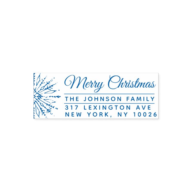 Shabby Snowflake Merry Christmas Holiday Address Self-inking Stamp (Design)