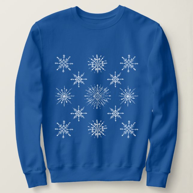 Shabby Snowflakes Pattern Winter Holiday Sweatshirt (Design Front)