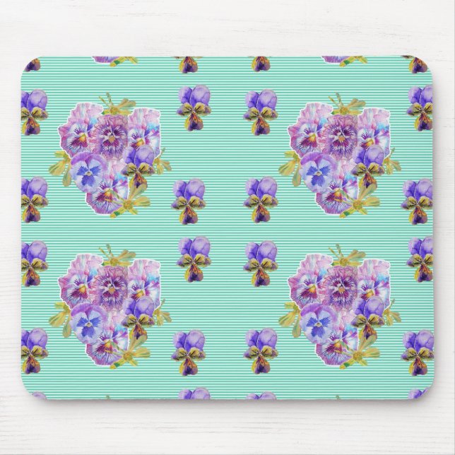 Shabby Turquoise art floral Computer Mouse Mat Pad (Front)
