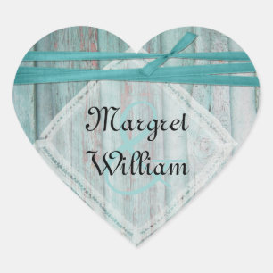Shabby Turquoise Painted Wood Envelope Seal