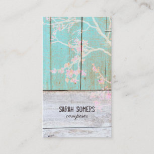 Shabby Vintage Country Rustic Turquoise Wood Chic Business Card