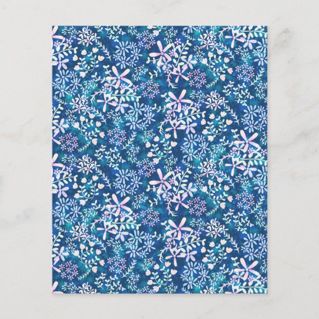 Shabby vintage floral  blue scrapbook paper (Front)