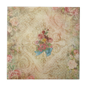 Shabby Vintage Floral Tile