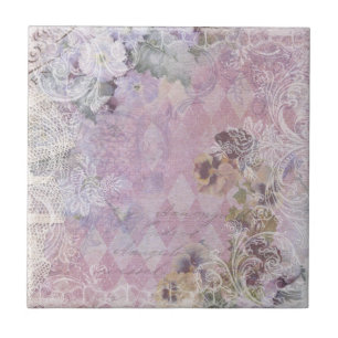 Shabby Vintage Floral Tile