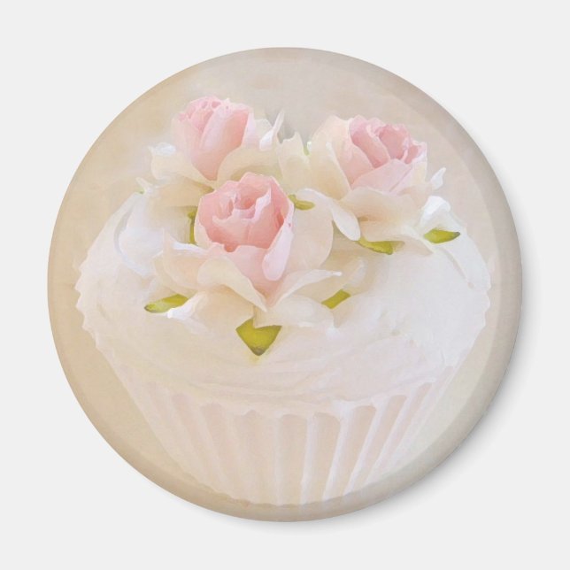 Shabby Vintage Style Cupcake Magnet (Front)
